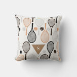 Personalized Team Name Player Tennis Rackets White Throw Pillow at Zazzle