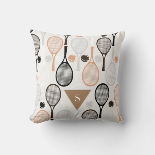 Personalized Team Name Player Tennis Rackets White Throw Pillow