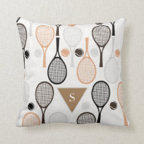 Personalized Team Name Player Tennis Rackets White Throw Pillow