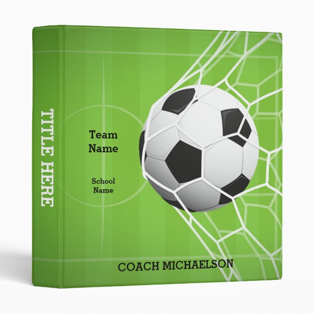 Personalized Team Name Soccer Ball (1-Inch Only) 3 Ring Binder (Front/Spine)