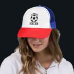 Personalized Team Name Soccer Mom Dad Trucker Hat<br><div class="desc">This cute trucker hat is an ideal choice for displaying your support for your child's soccer squad as you cheer them on from the sidelines. What's even better? You have the opportunity to customize it with your child's team name,  creating a truly unique keepsake!</div>
