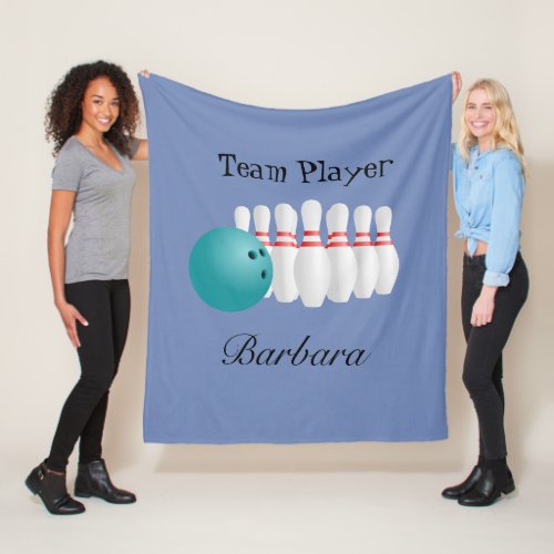 Personalized Team Player In Bowling Fleece Blanket