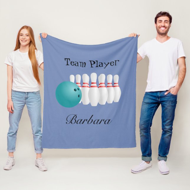 Personalized Team Player In Bowling Fleece Blanket (In Situ)