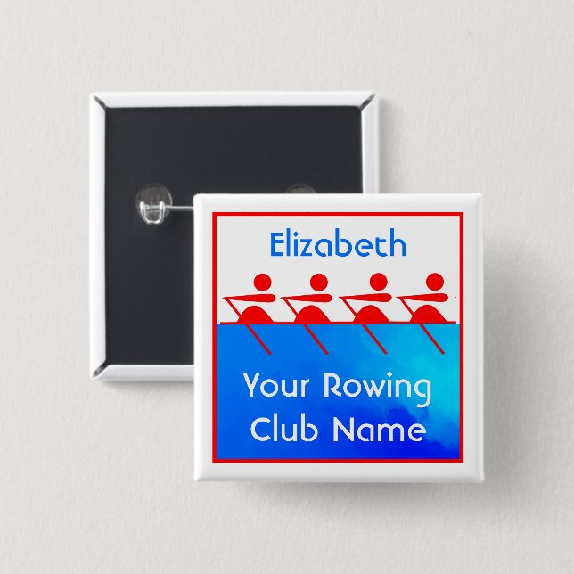 Personalized Team Rowing Club Button (Front & Back)