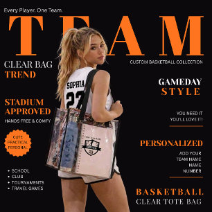 Personalized Team Sports -Basketball Clear Tote Bag
