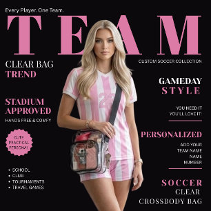 Personalized Team Sports -Soccer Clear Crossbody Bag