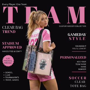 Personalized Team Sports -Soccer Clear Tote Bag