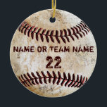 Personalized Team Vintage Baseball Ornaments<br><div class="desc">4 Text Boxes for Personalized Vintage Baseball Ornaments for Teams or Players. Click the tiny word "More" to see all 4 text box templates to Type in Each Player's NAME, Jersey NUMBER, TEAM Name or Initials or Your Text. Delete any or all text. Personalize ONE baseball ornament at a time,...</div>