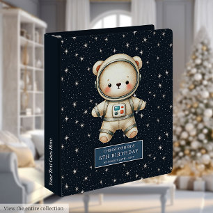 Personalized Teddy Astronaut Baby Boy Ring Binder