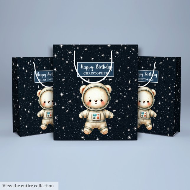 Personalized Teddy Astronaut Boy Birthday Gift Bag (Personalized Teddy Astronaut Boy Birthday Gift Bag)