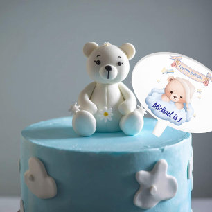 Personalized Teddy Bear 1st Birthday Cake Pick
