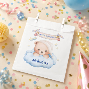 Personalized Teddy Bear 1st Birthday Favor Bag