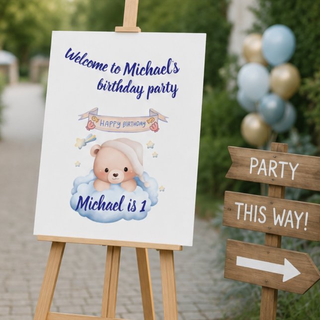 Personalized Teddy Bear 1st Birthday Foam Board (Creator Uploaded)