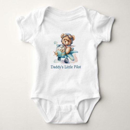Personalized Teddy Bear Airplane Baby Boy Gift Baby Bodysuit