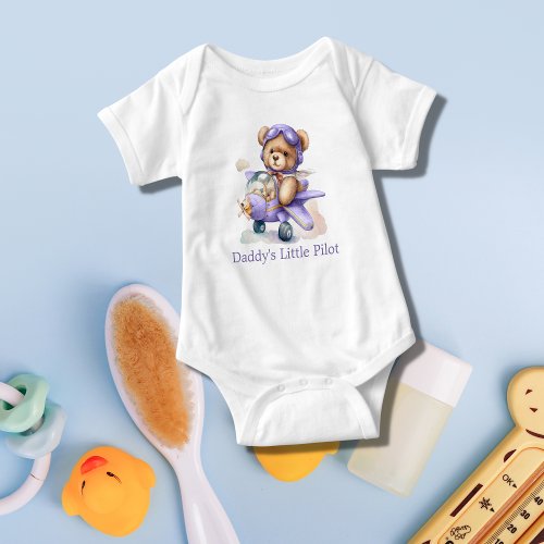 Personalized Teddy Bear Airplane Baby Boy Gift Baby Bodysuit