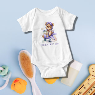 Personalized Teddy Bear Airplane Baby Boy Gift Bodysuit