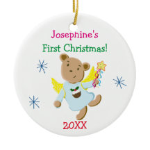 Personalized Teddy Bear Angel First Christmas