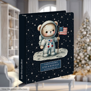 Personalized Teddy Bear Astronaut Baby Boy Memory  3 Ring Binder