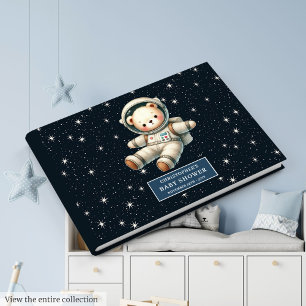 Personalized Teddy Bear Astronaut Boy Baby Shower Guest Book