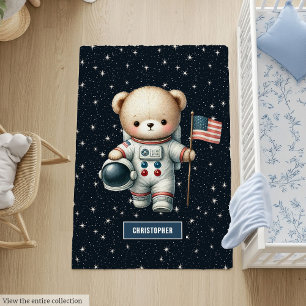 Personalized Teddy Bear Astronaut Rug for Boys