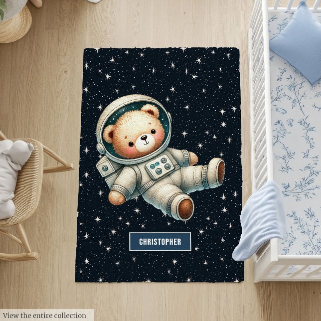 Personalized Teddy Bear Astronaut Rug for Kids (Personalized Teddy Bear Astronaut Rug for Kids)