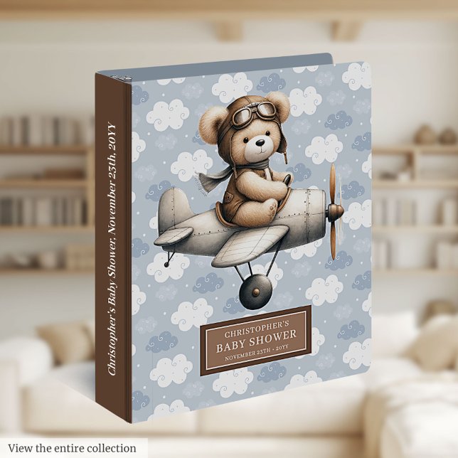 Personalized Teddy Bear Baby Album in Blue Brown 3 Ring Binder (Personalized Teddy Bear Baby Album in Blue Brown)