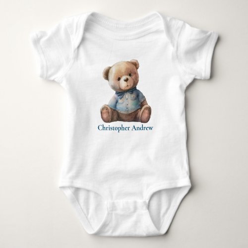 Personalized Teddy Bear Baby Boy Cute Gift Baby Bodysuit