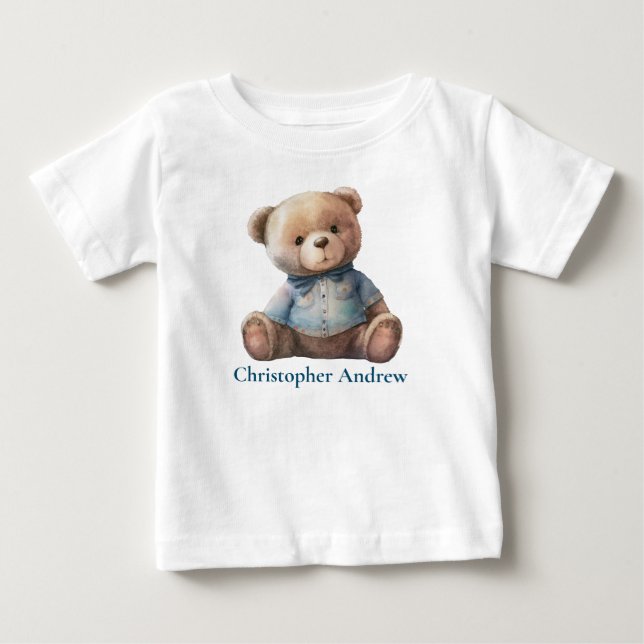 Personalized Teddy Bear Baby Boy Cute Gift Baby T-Shirt (Front)