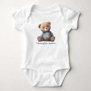 Personalized Teddy Bear Baby Boy Cute Gift Bodysuit
