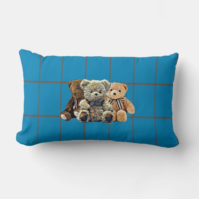 Personalized Teddy Bear Baby Boy Nursery Lumbar Pillow (Front)