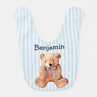 Personalized Teddy Bear Bib with Baby's Name