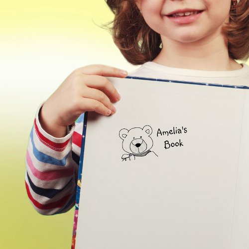 Personalized Teddy Bear Bookplate Stamp