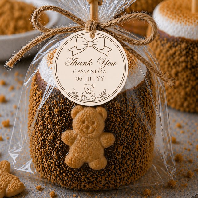 Personalized Teddy Bear Bow Baby Shower Sticker (Creator Uploaded)