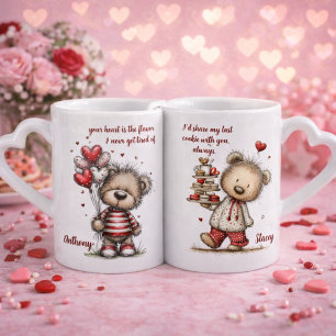 Personalized Teddy Bear Couple Mugs