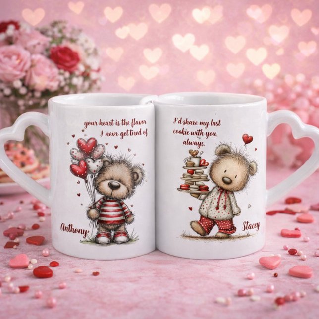 Personalized Teddy Bear Couple Mugs (Creator Uploaded)