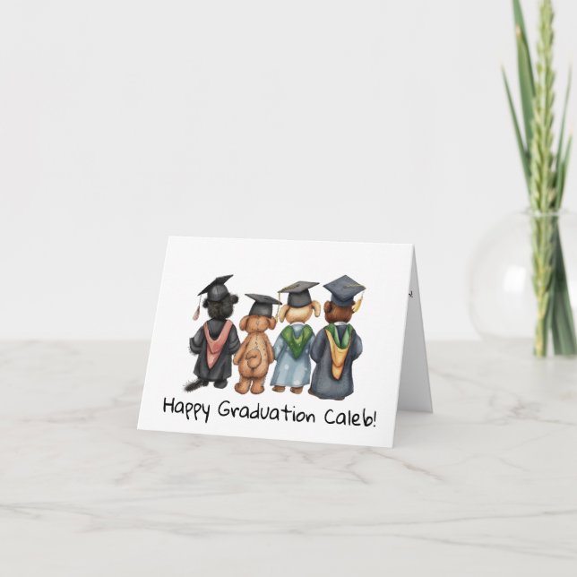 Personalized Teddy Bear Kindergarten Graduation  Card (Front)