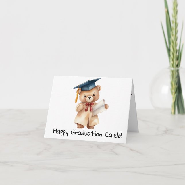 Personalized Teddy Bear Kindergarten Graduation  Card (Front)