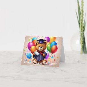 Personalized Teddy Bear Kindergarten Graduation Card