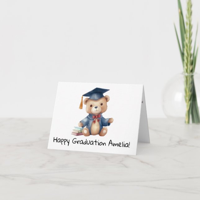 Personalized Teddy Bear Kindergarten Graduation  Card (Front)
