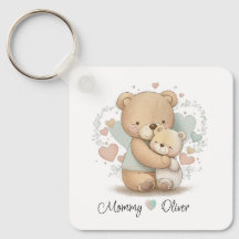 Personalized Teddy Bear Love Baby Keychain