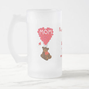 Personalized teddy bear mothers day frosted glass beer mug