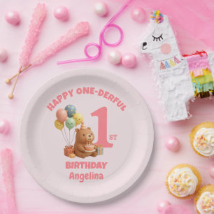 Personalized Teddy Bear ONEderful 1st Birthday Paper Plates