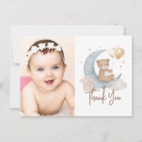 Personalized Teddy Bear Photo Thank You Card
