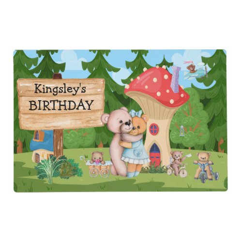 Personalized Teddy Bear Picnic Village Placemat