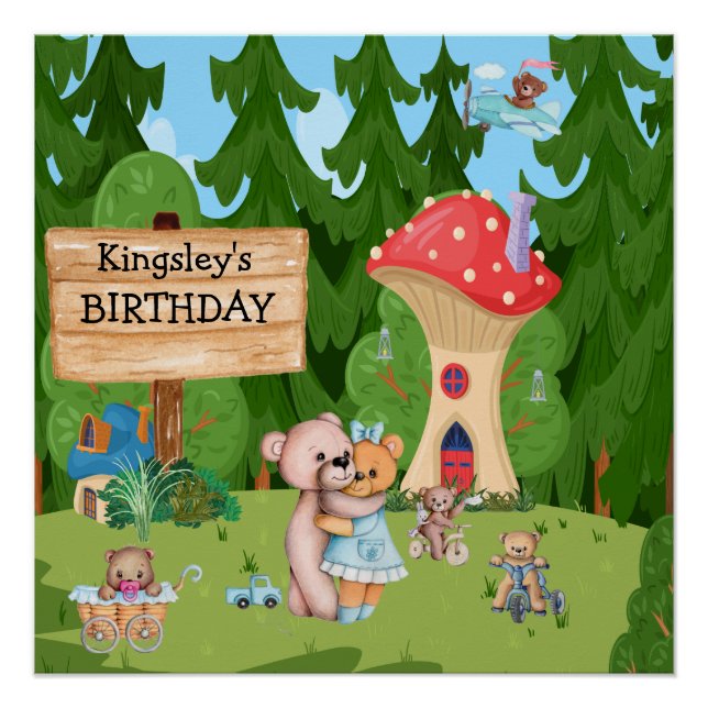 Personalized Teddy Bear Picnic Village Poster (Front)