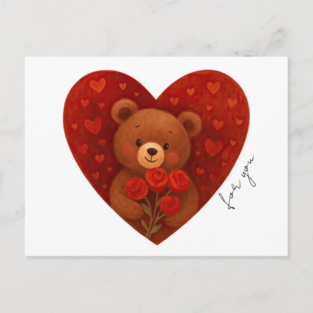 Personalized Teddy Bear Postcard for Someone  (Front)