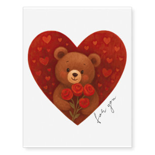 Personalized Teddy Bear Temporary Tattoos — Cute