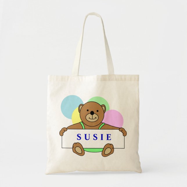 Personalized Teddy Bear Tote Bags (Front)