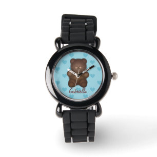Personalized Teddy Bear With Hearts Watch