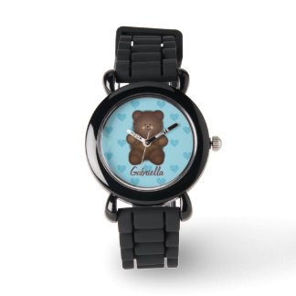 Personalized Teddy Bear With Hearts Watch